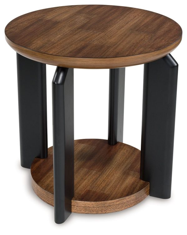 Kraeburn - Brown   Black - Round End Table Online Hot Sale