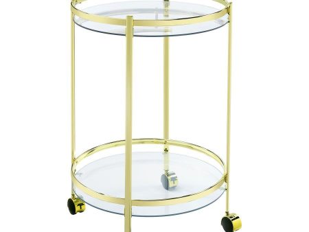 Chrissy - Round Glass Shelf Metal Bar Cart Cheap