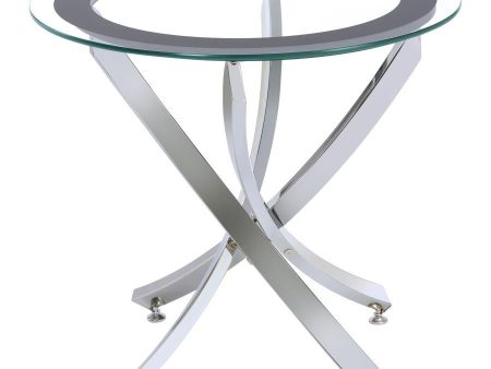 Brooke - Round Glass Top Side End Table Metal Base on Sale