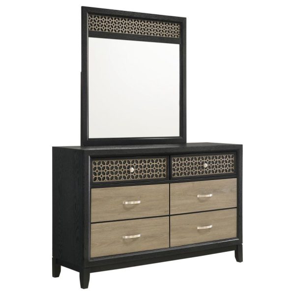 Valencia - 6-Drawer Dresser With Mirror - Black Hot on Sale