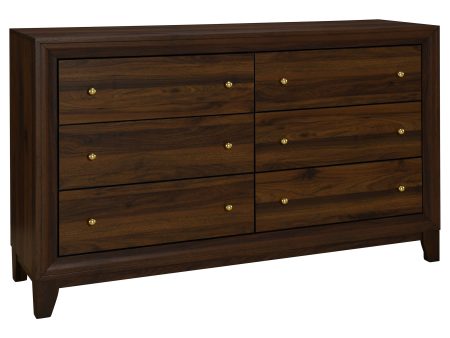 Welsley - 6-Drawer Dresser Cabinet - Walnut Discount