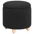 Valia - Faux Sheepskin Upholstered Round Storage Ottoman Discount