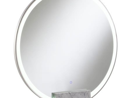 Jocelyn - Round LED Vanity Mirror White Marble Base Hot on Sale