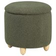 Valia - Faux Sheepskin Upholstered Round Storage Ottoman Discount