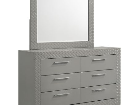 Ives - 6-Drawer Dresser And Mirror - Gray High Gloss Discount