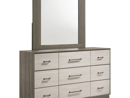 Fenwick - 9-Drawer Dresser With Mirror - Gray Oak Hot on Sale