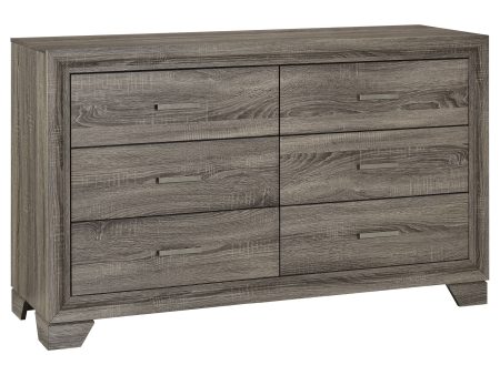 Wright - 6-Drawer Dresser Cabinet - Brown Oak Discount