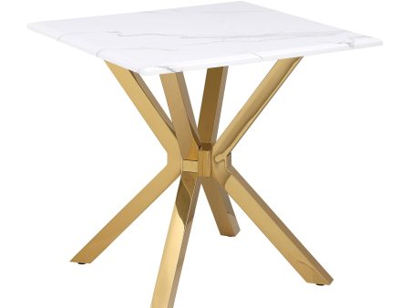 Visalia - Faux Marble Top Stainless Steel End Table - Gold For Cheap