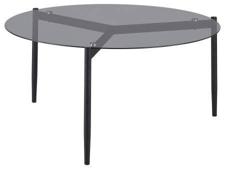 Rosalie - Round Smoked Glass Top Coffee Table - Sandy Black For Cheap