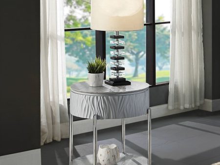 Yukino - End Table - Gray High & Chrome Fashion