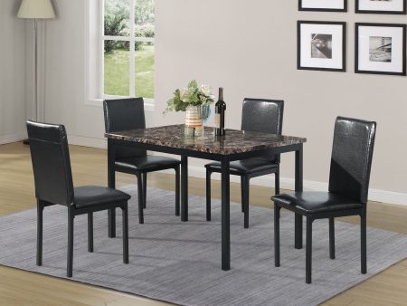 5 Piece Dinning Set With Faux Marble Top, Table & 4 Chairs - Black Online