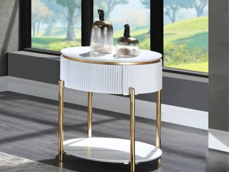 Daveigh - End Table - White High & Gold For Discount