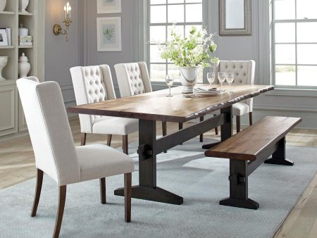 Bexley - 5 Piece Rectangular Live Edge Dining Table Set - Honey Cheap