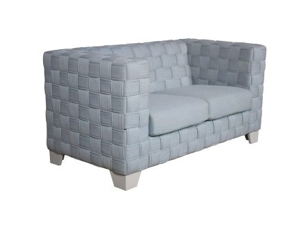 Saree - Loveseat - Light Teal & White Hot on Sale