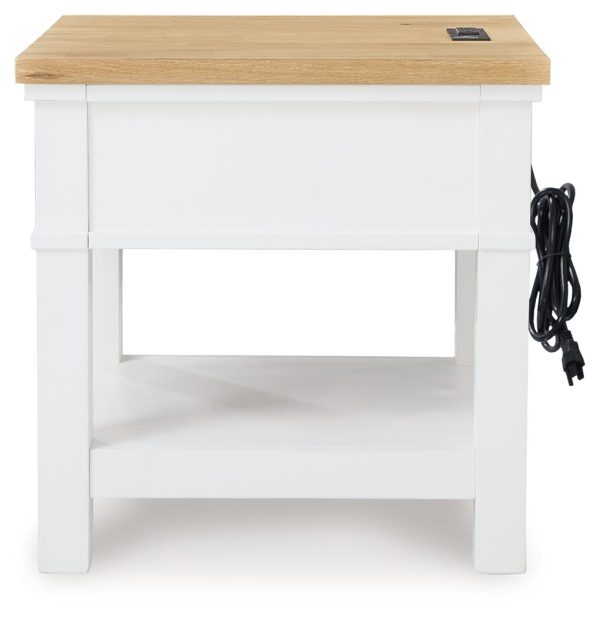 Ashbryn - White   Natural - Rectangular End Table Sale