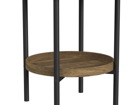 Delfin - Round Glass Top Side End Table - Black And Brown Sale