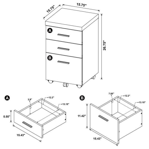 Skeena - 3-Drawer Mobile Office Cabinet Fashion