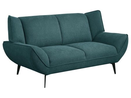 Acton - Upholstered Flared Arm Loveseat - Teal Blue For Sale