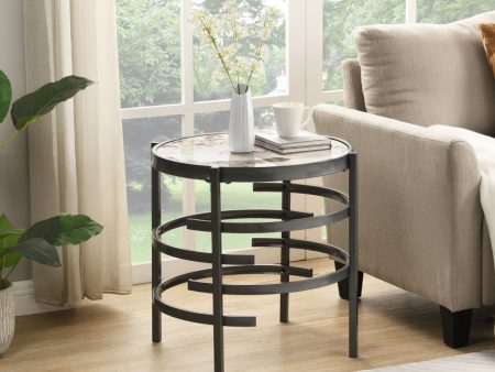 Elegant Pandora Sintered Stone End Table, Small Coffee Table For Living Room For Sale