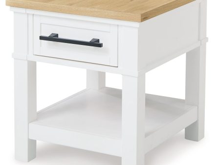 Ashbryn - White   Natural - Rectangular End Table Sale