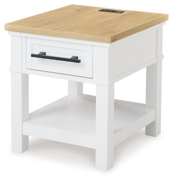 Ashbryn - White   Natural - Rectangular End Table Sale