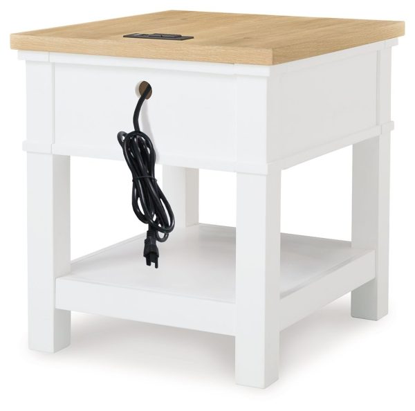 Ashbryn - White   Natural - Rectangular End Table Sale