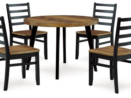 Blondon - Brown   Black - Dining Table and 4 Chairs (Set of 5) Cheap