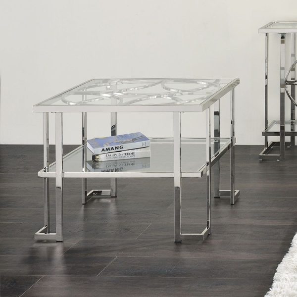 Kalan - End Table - Glass & Silver Sale