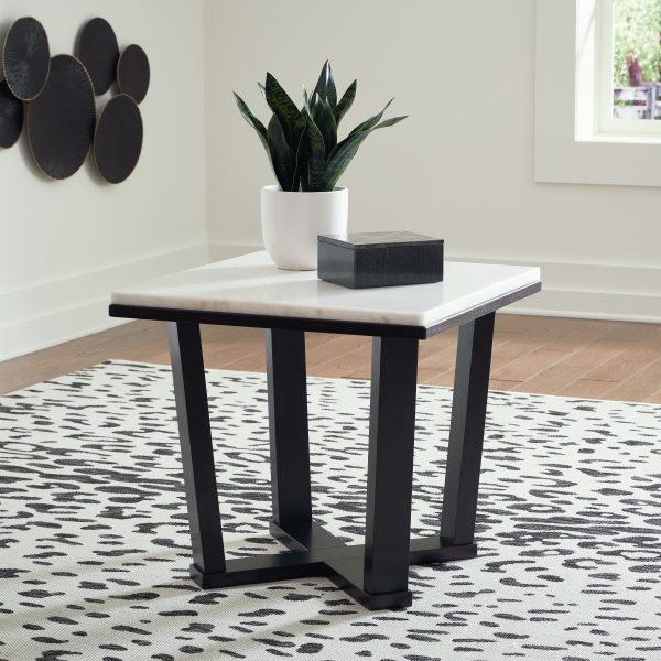 Fostead - White   Espresso - Square End Table Online now