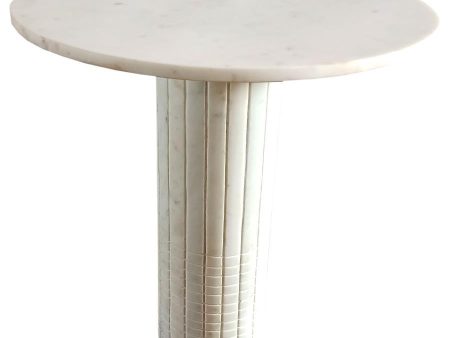 Astoria - Round Genuine Marble Side End Table - White on Sale