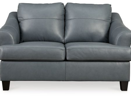 Genoa - Steel - Loveseat - Leather Match Online now