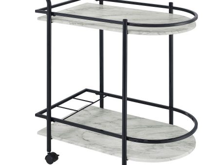 Desiree - 2-Tier Faux Marble Shelf Metal Bar Cart For Cheap