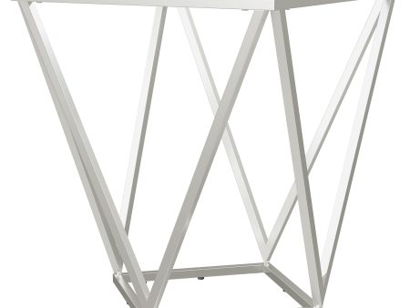 Brittania - Square Glass Top Geometric End Table - Nickel Online now