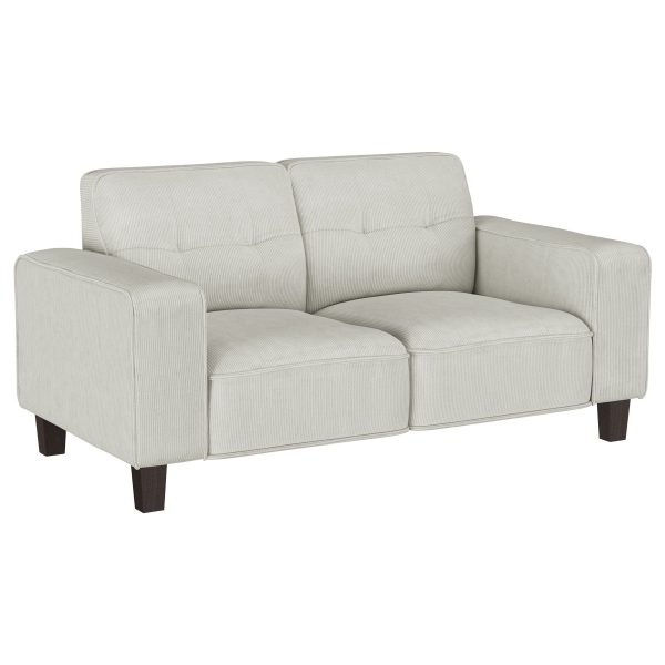 Deerhurst - Upholstered Track Arm Tufted Loveseat - Greige For Discount