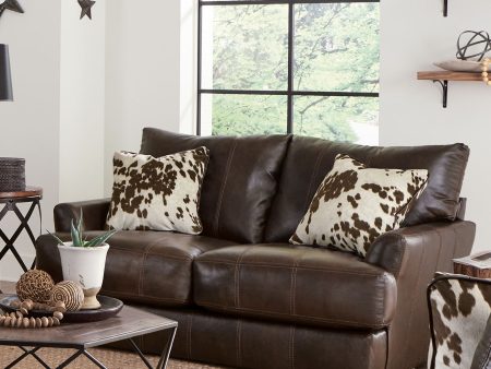 Pavia - Top Grain Italian Leather Loveseat With Cuddler Cushions - Cocoa Cheap