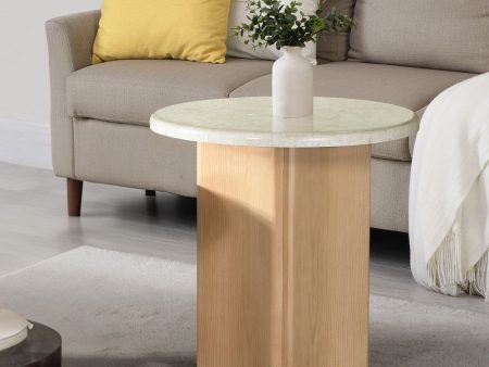 Qwin - End Table With Marble Top - Oak Fashion