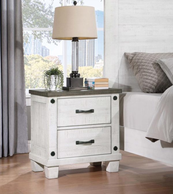 Lilith - 2-Drawer Nightstand - Distressed White For Cheap