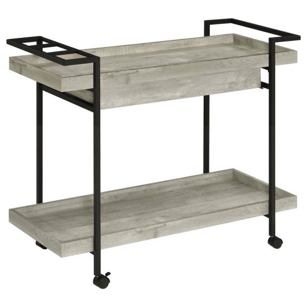 Ventura - 1-Drawer Engineered Wood Bar Cart - Gray Driftwood Cheap