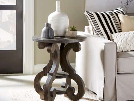 Bellamy - Round Accent End Table - Weathered Pine For Discount