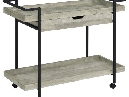 Ventura - 1-Drawer Engineered Wood Bar Cart - Gray Driftwood Cheap