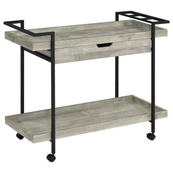 Ventura - 1-Drawer Engineered Wood Bar Cart - Gray Driftwood Cheap