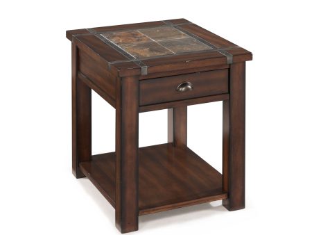 Roanoke - Rectangular End Table - Cherry And Slate on Sale