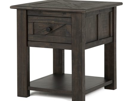 Garrett - Rectangular End Table - Weathered Charcoal For Sale