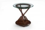 Beaufort - Round End Table With Base And Glass Top - Dark Oak Discount