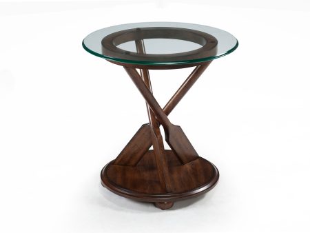 Beaufort - Round End Table With Base And Glass Top - Dark Oak Discount